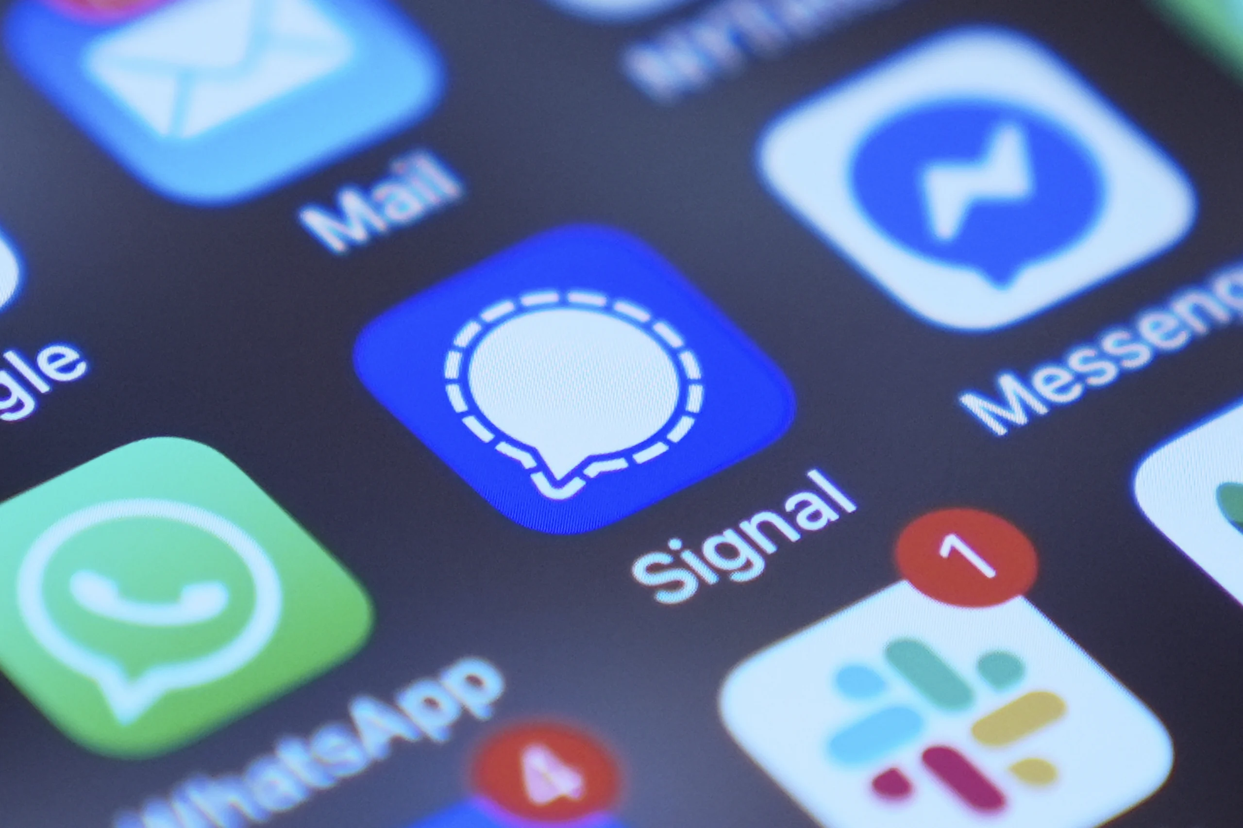 The Signal app on a smartphone screen. Photo: Kiichiro Sato/AP