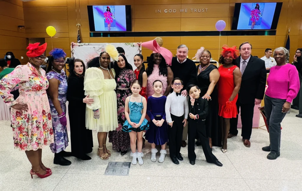From left: Lindsay Council, Amoni Brown, Hon. Anne Swern, Nicole B. Smith, Inna Brayer, New Generation Dance Studio dancers, Leah Richardson, Hon. Matthew D’Emic, Jeanessa Walker, Hon. Genine Edwards, Ian Gaynor and Thadine Wormly-Herndon. Photo: Wayne Daren Schneiderman/Brooklyn Eagle