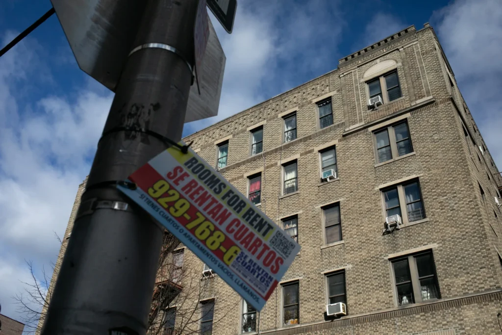 A for-rent sign posted in a North Bronx neighborhood, Nov. 17, 2025. Credit: Ben Fractenberg/THE CITY