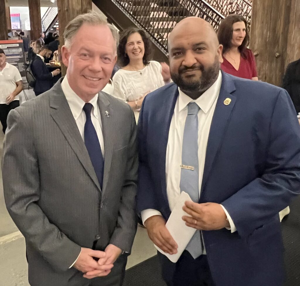 Brooklyn Chamber of Commerce President and CEO Randy Peers, left, alongside Ahmed Tigani, NYC Department of Buildings commissioner and the event’s keynote speaker. Photo: Wayne Daren Schneiderman/Brooklyn Eagle