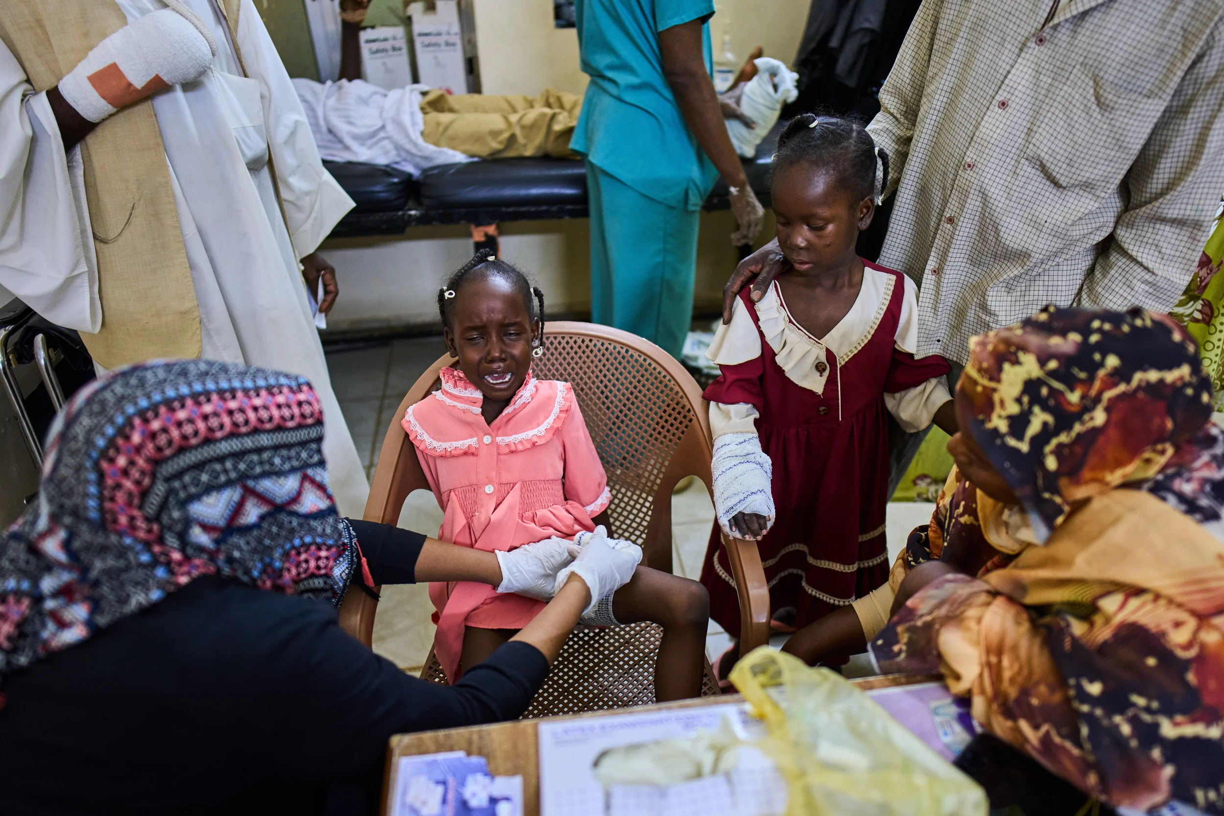 SUDAN — Children are the most vulnerable in humanitarian crises and war: A nurse bandages a young patient injured by an unexploded ordnance blast at Al Nao Hospital in Omdurman, on the outskirts of Khartoum, Saturday, April 18, 2026. Photo: Bernat Armangue/AP