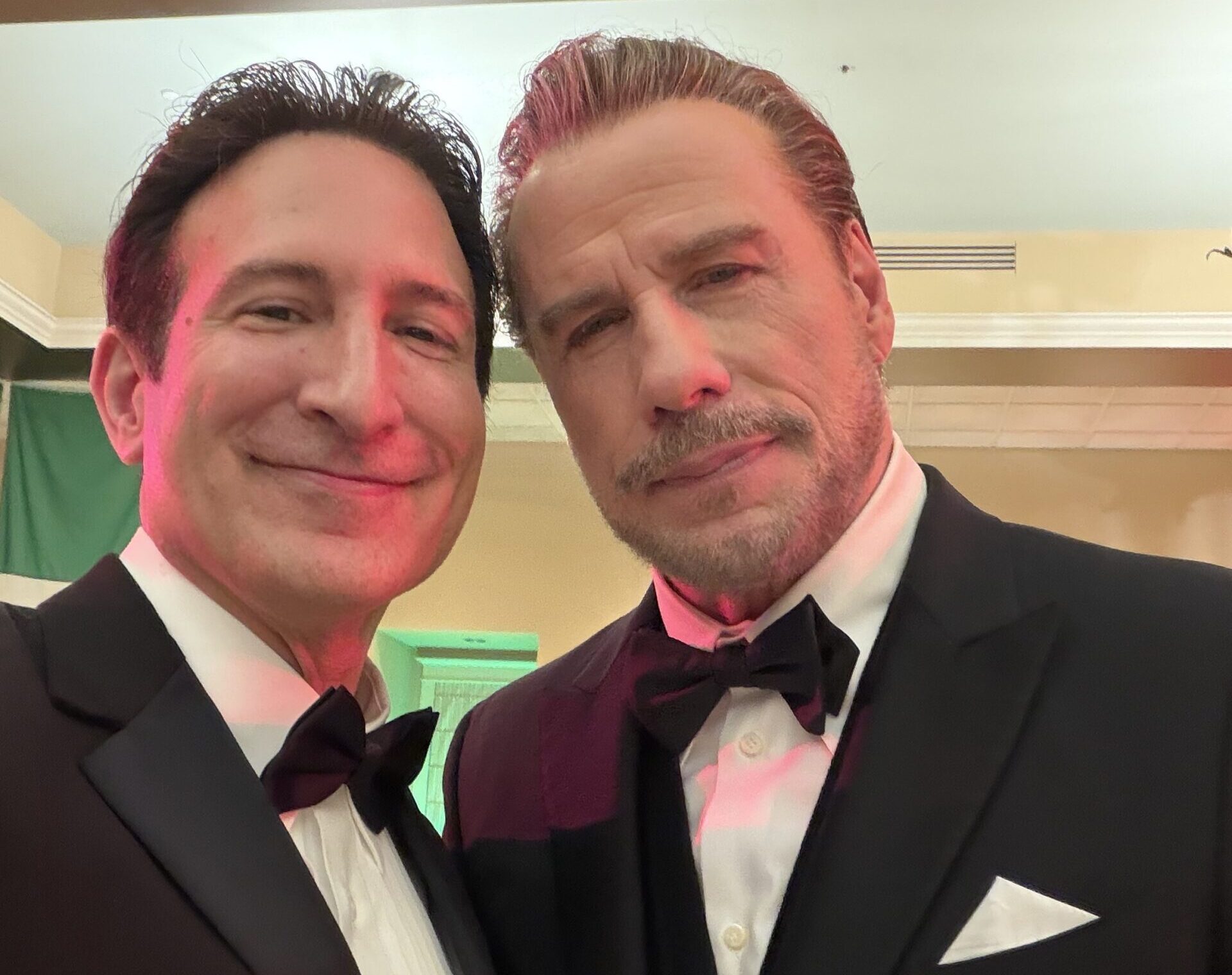 William DeMeo (left) in between scenes with John Travolta. Photo: Will DeMeo