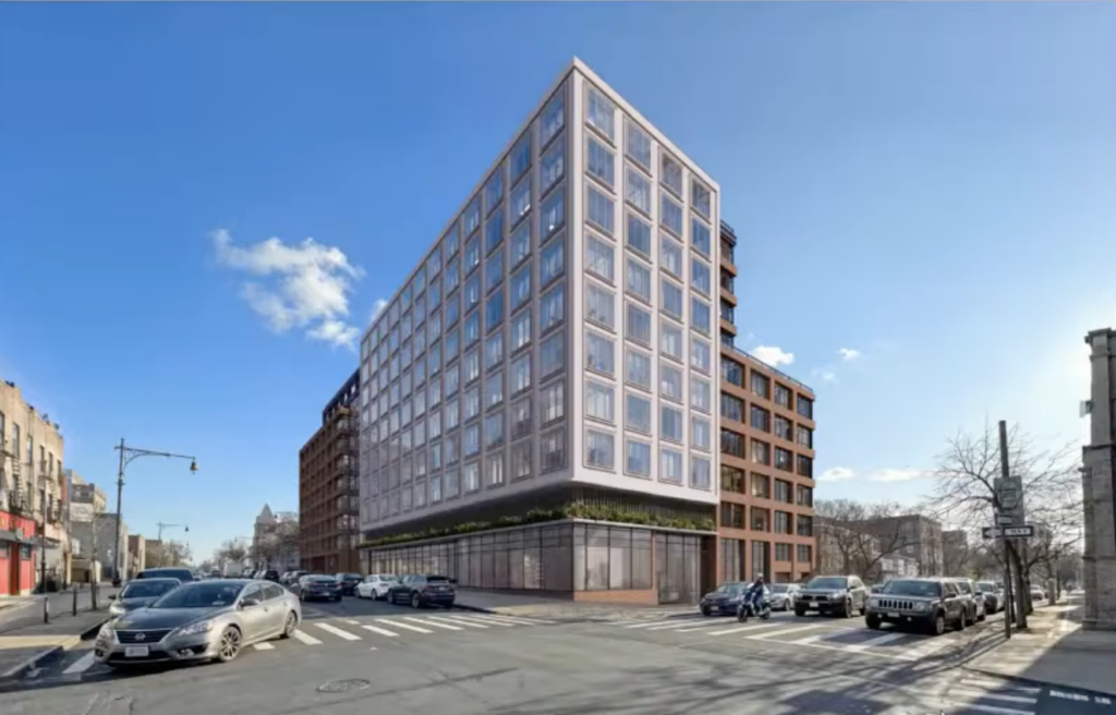 Renderings of the proposed 11-story building at 9305 Fifth Ave. Rendering: Menzak Architect PC
