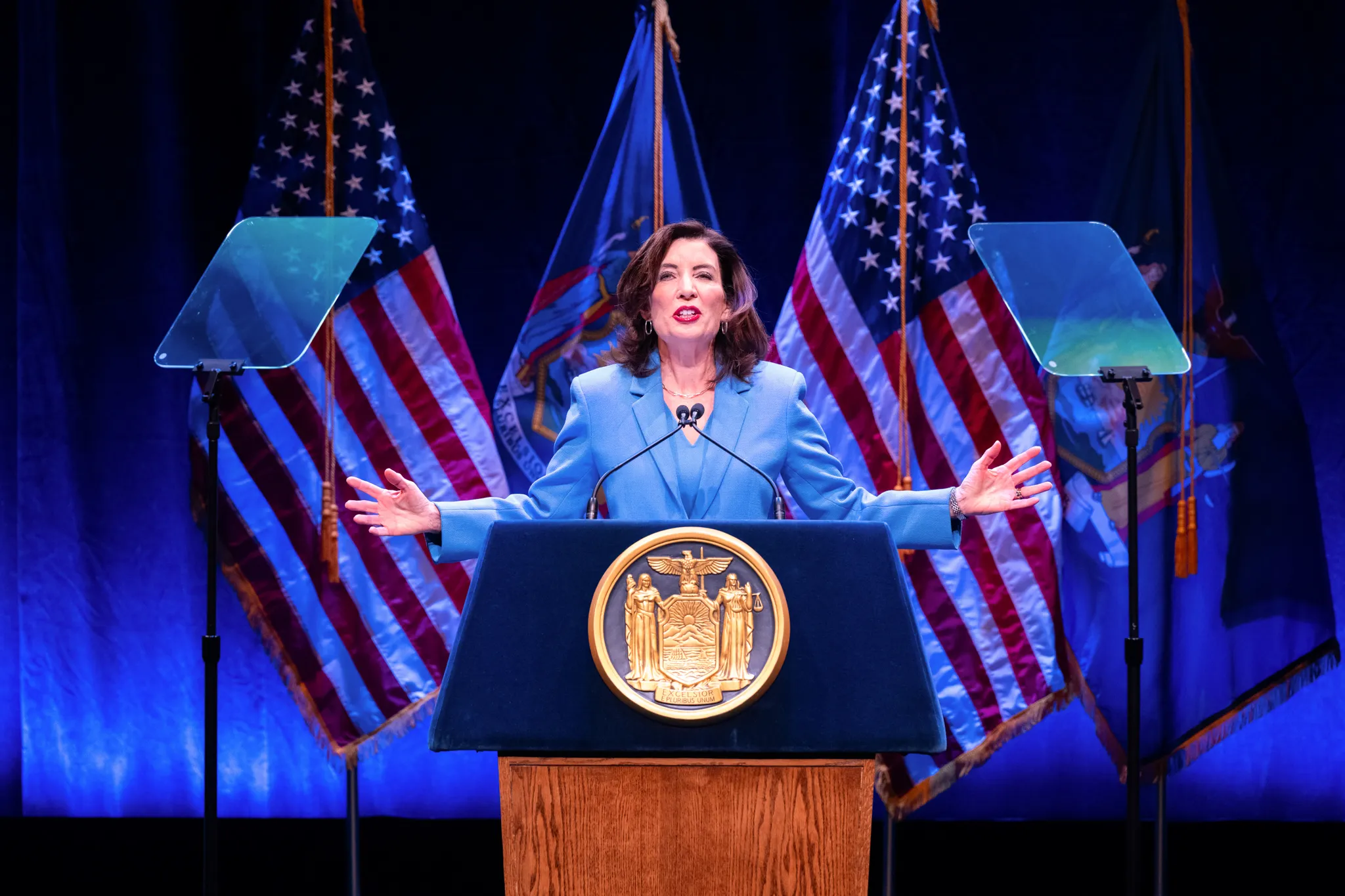 Gov. Kathy Hochul delivers her State of the State address in Albany, Jan. 13, 2026. Credit: Darren McGee/ Office of Governor Kathy Hochul