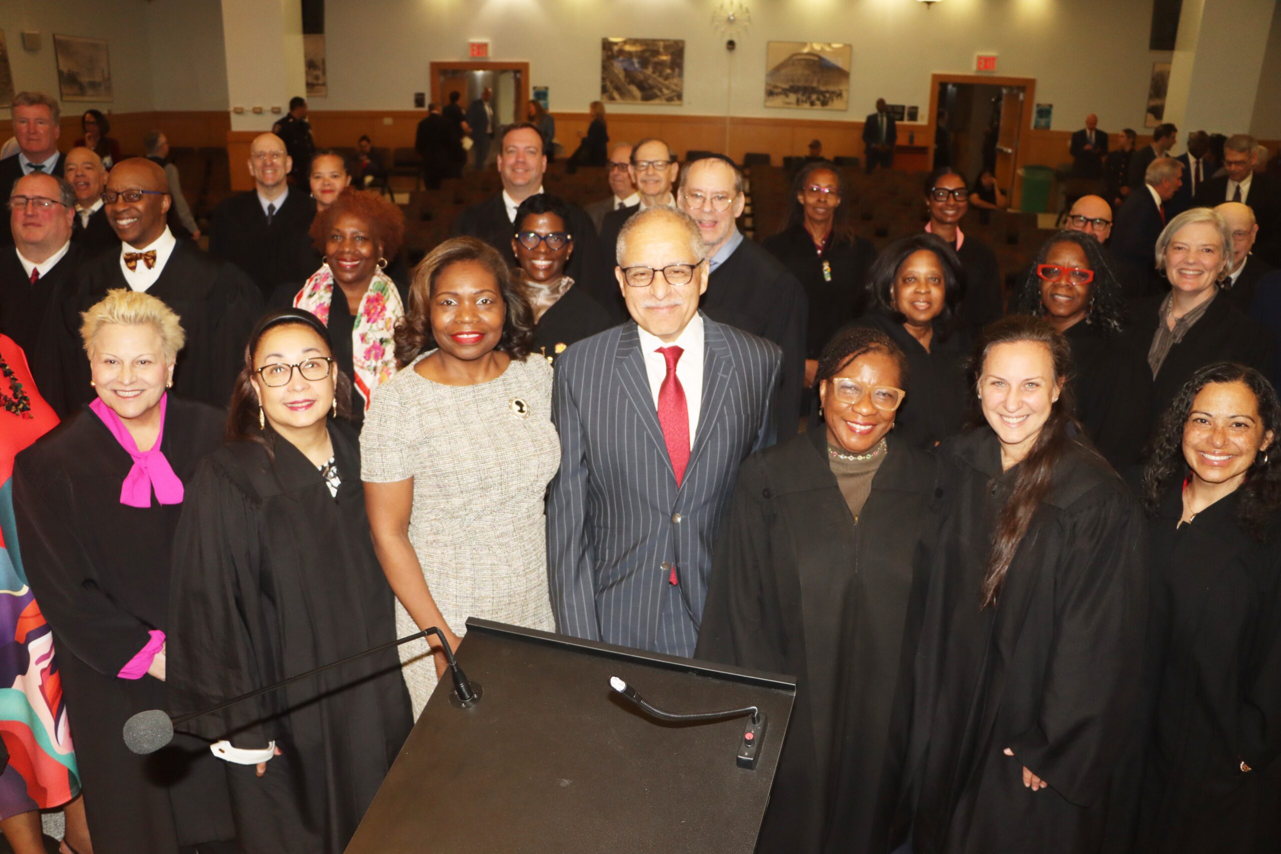 Chief Judge Rowan Wilson, center, Administrative Judge Genine Edwards and judges of the Unified Court System. Photo: Mario Belluomo/Brooklyn Eagle
