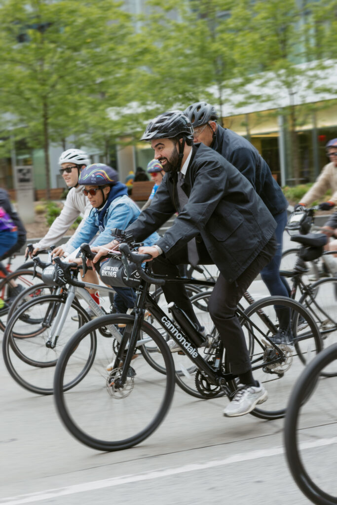 New York City Mayor Zohran Mamdani becomes the first sitting mayor to bike the entirety of the Annual Five Boro Bike Tour on Sunday, May 3, 2026. Photo: Kara McCurdy/Mayoral Photography Office