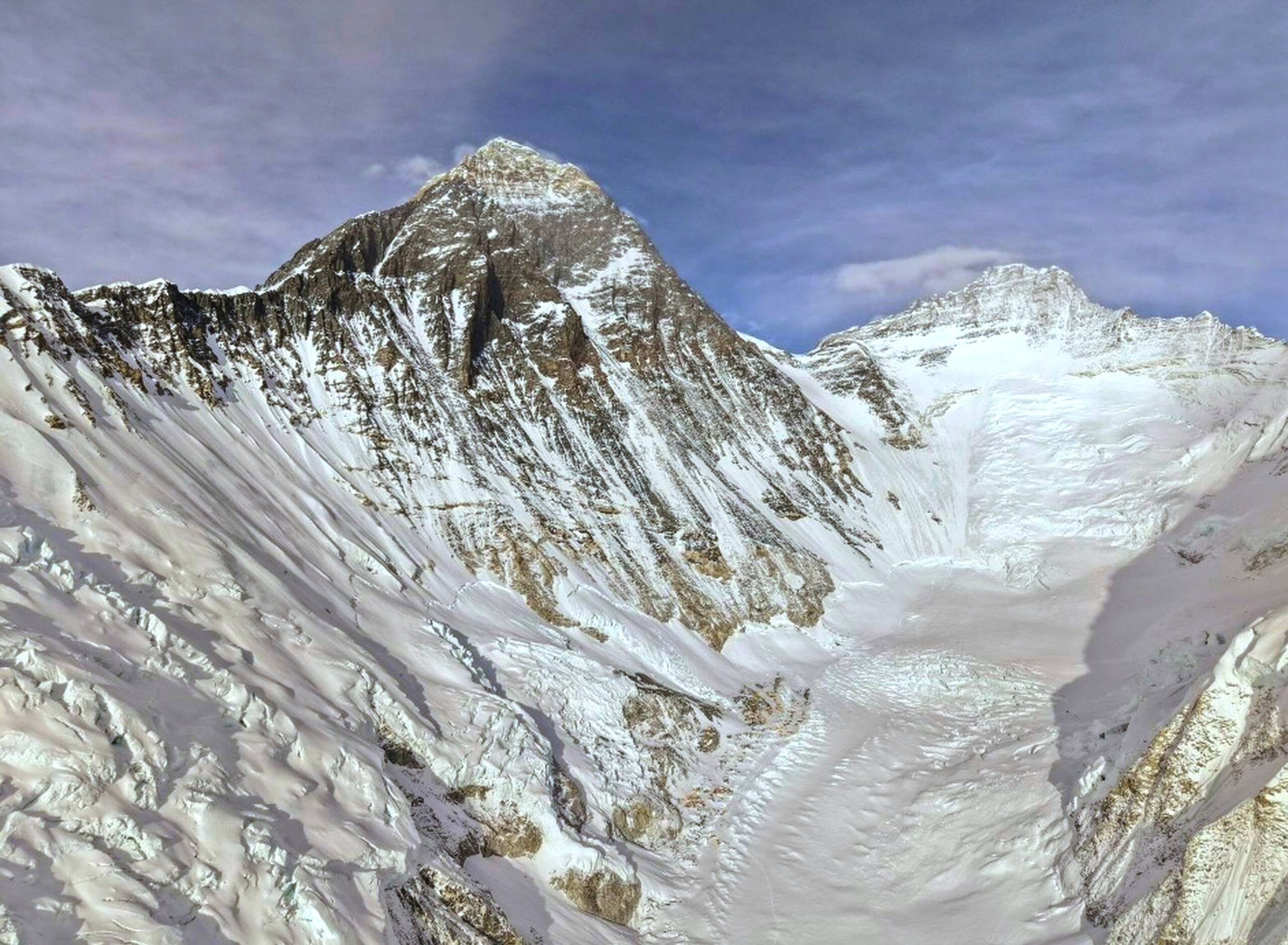 Mount Everest is seen, center left, from base camp in Nepal, Sunday, May 10, 2026. Photo: Pasang Rinzee Sherpa/AP