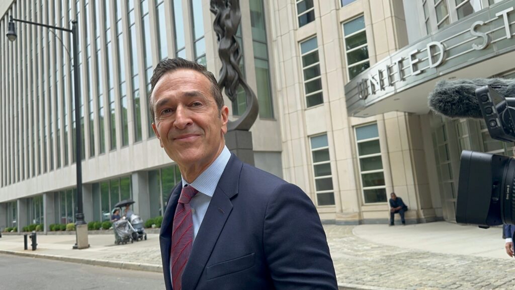 Hernan Lopez, the former CEO of Fox International Channels, leaves the federal courthouse in Downtown Brooklyn on May 27, 2026. Photo: Larry Neumeister/AP
