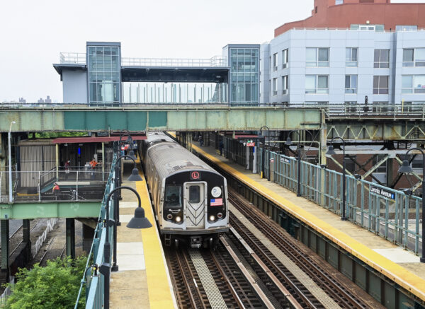 This photo shows the Livonia Avenue station on the L line with the 3 line above it. Photo: Marc A. Hermann/MTA