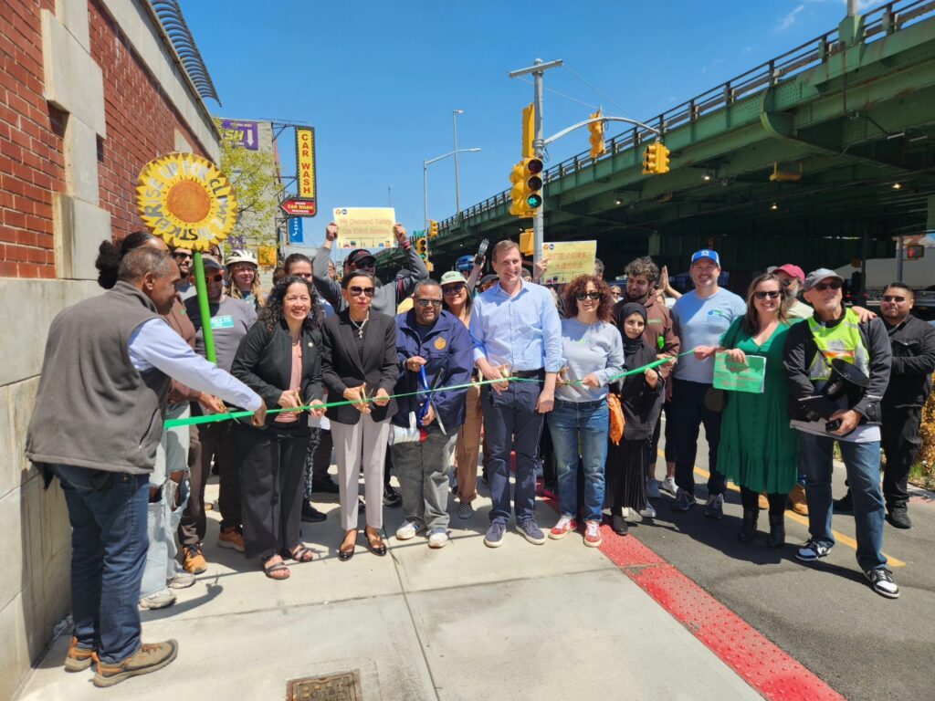 The ribbon cutting for the completion of the Sunset Park Greenway was held on Third Avenue and 23rd Street. Photo: John DeLooper/Community Board 7