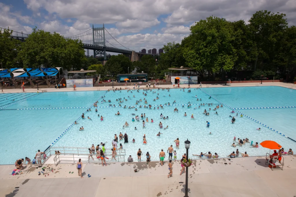 Swimmers escaped the heat at Astoria Pool’s opening day, June 27, 2024. Credit: Ben Fractenberg/THE CITY