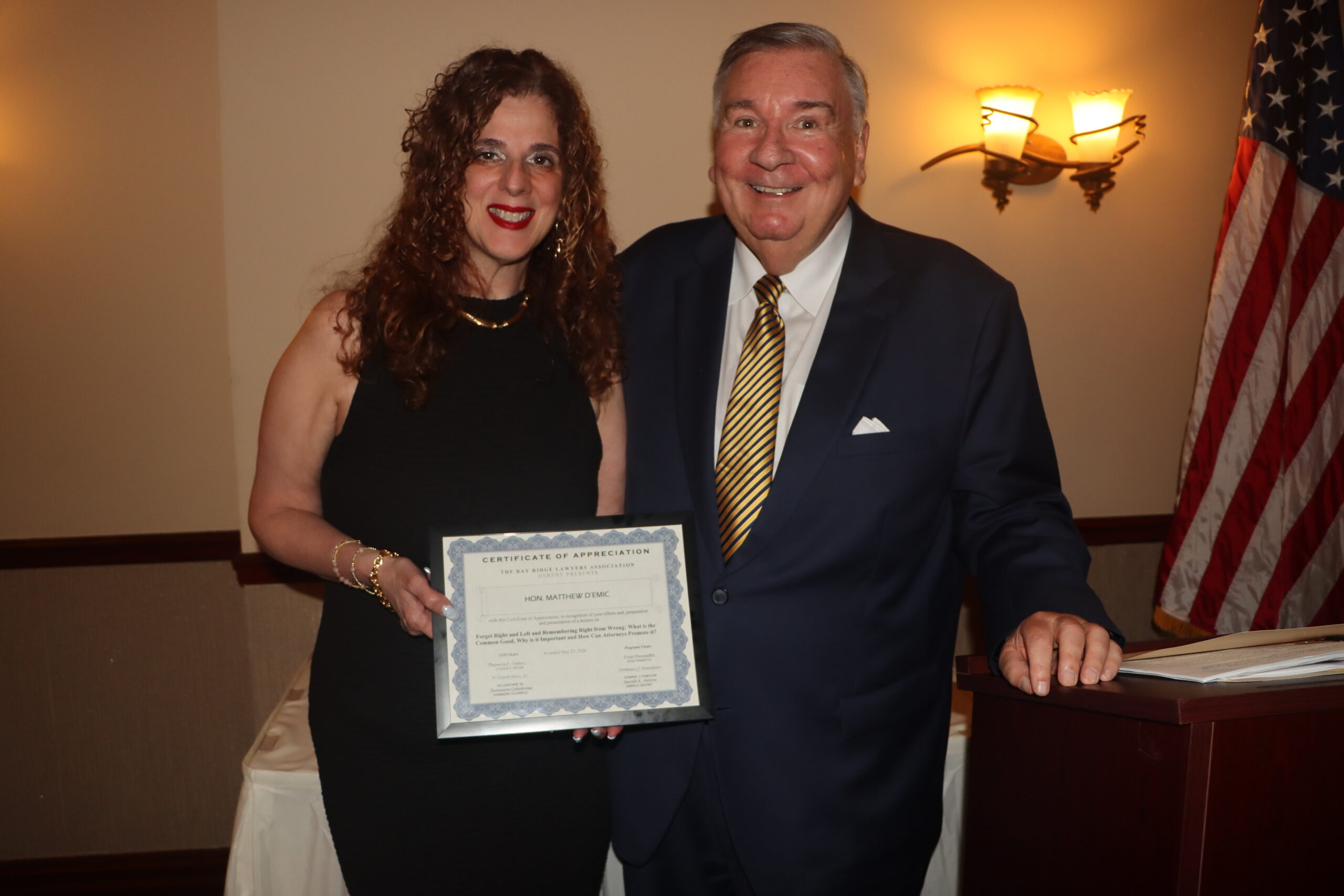 Yolanda Guadagnoli, Esq., and Hon. Matthew D’Emic. Photo: Mario Belluomo/Brooklyn Eagle