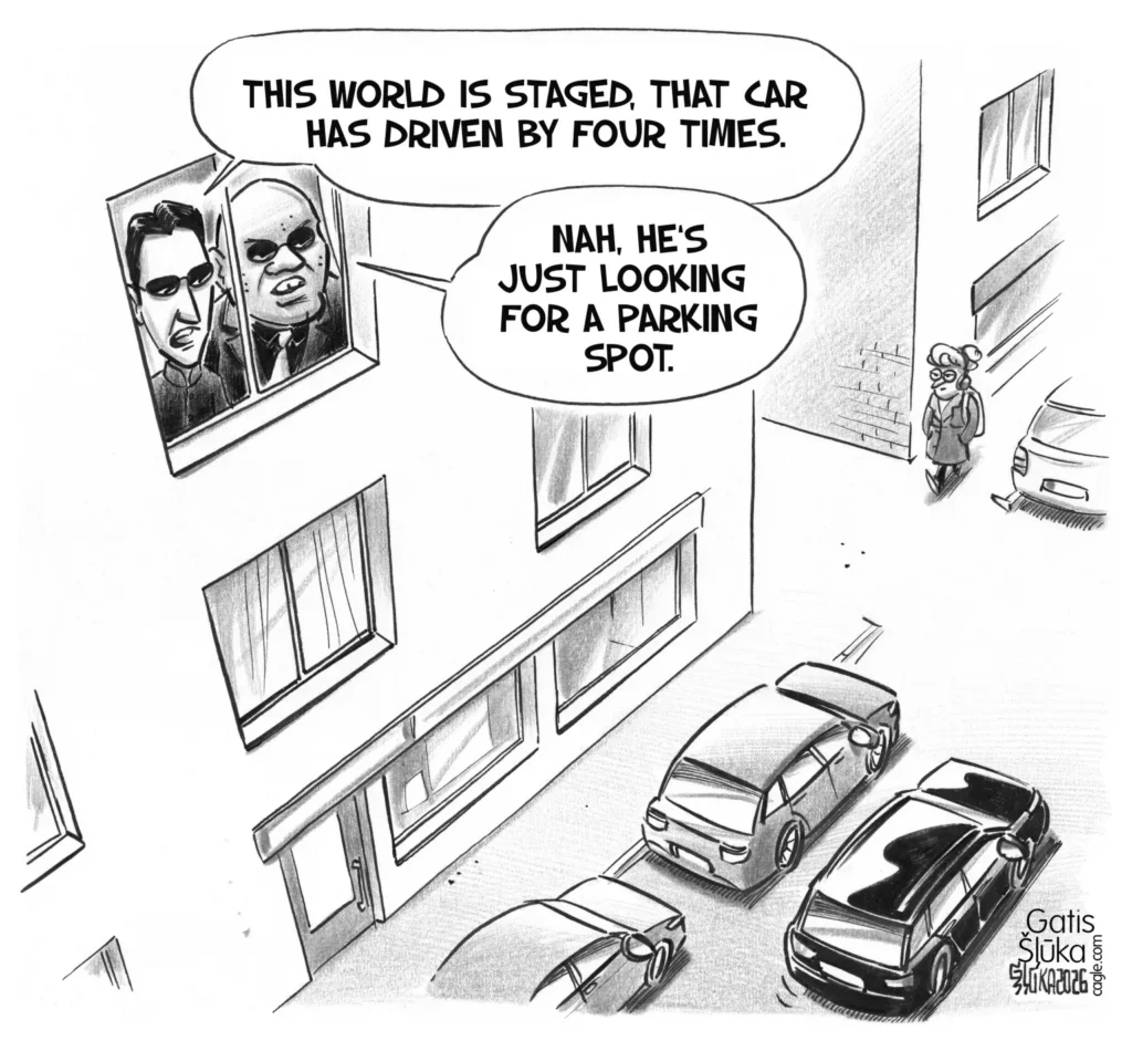 Matrix Characters Are Amazed by the Staged World by Gatis Sluka