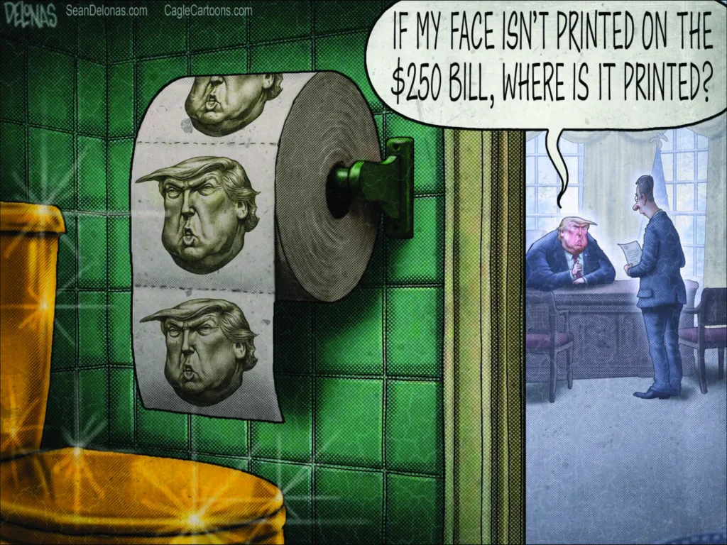 Trump's Face on the 250 Bill by Sean Delonas