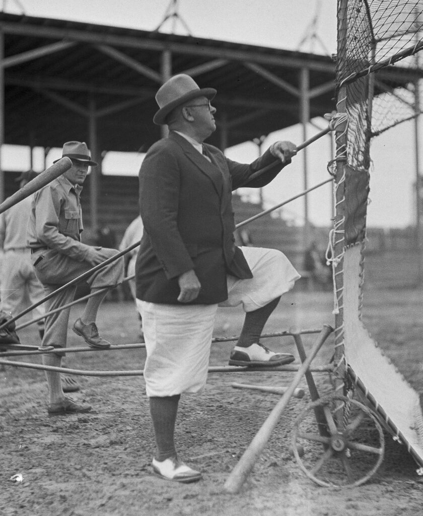 Wilbert Robinson, manager of the Brooklyn Dodgers, is seen in Clearwater, Fla., as he looks over his baseball prospects for the season, Feb. 26, 1931. Photo: AP