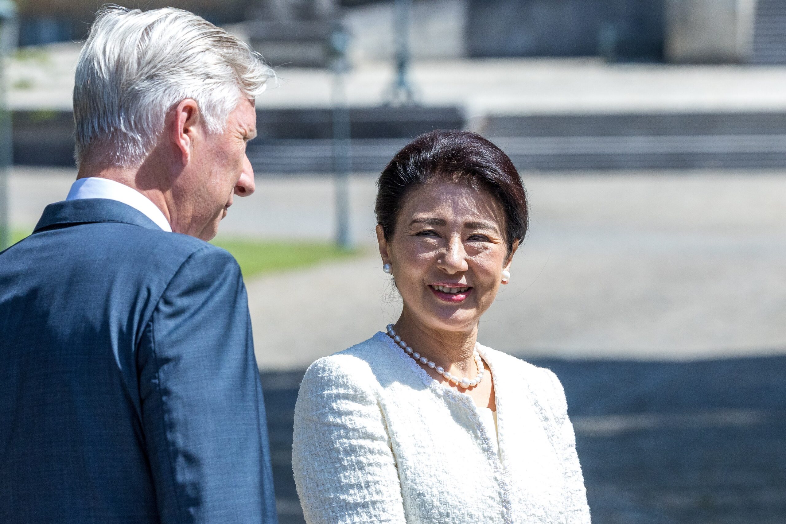 Belgium's King Philippe,left, speaks with Japan's Empress Masako during a state visit at the Palace of Laeken, in Laeken, Belgium, Monday, June 22, 2026. Photo: Omar Havana/AP