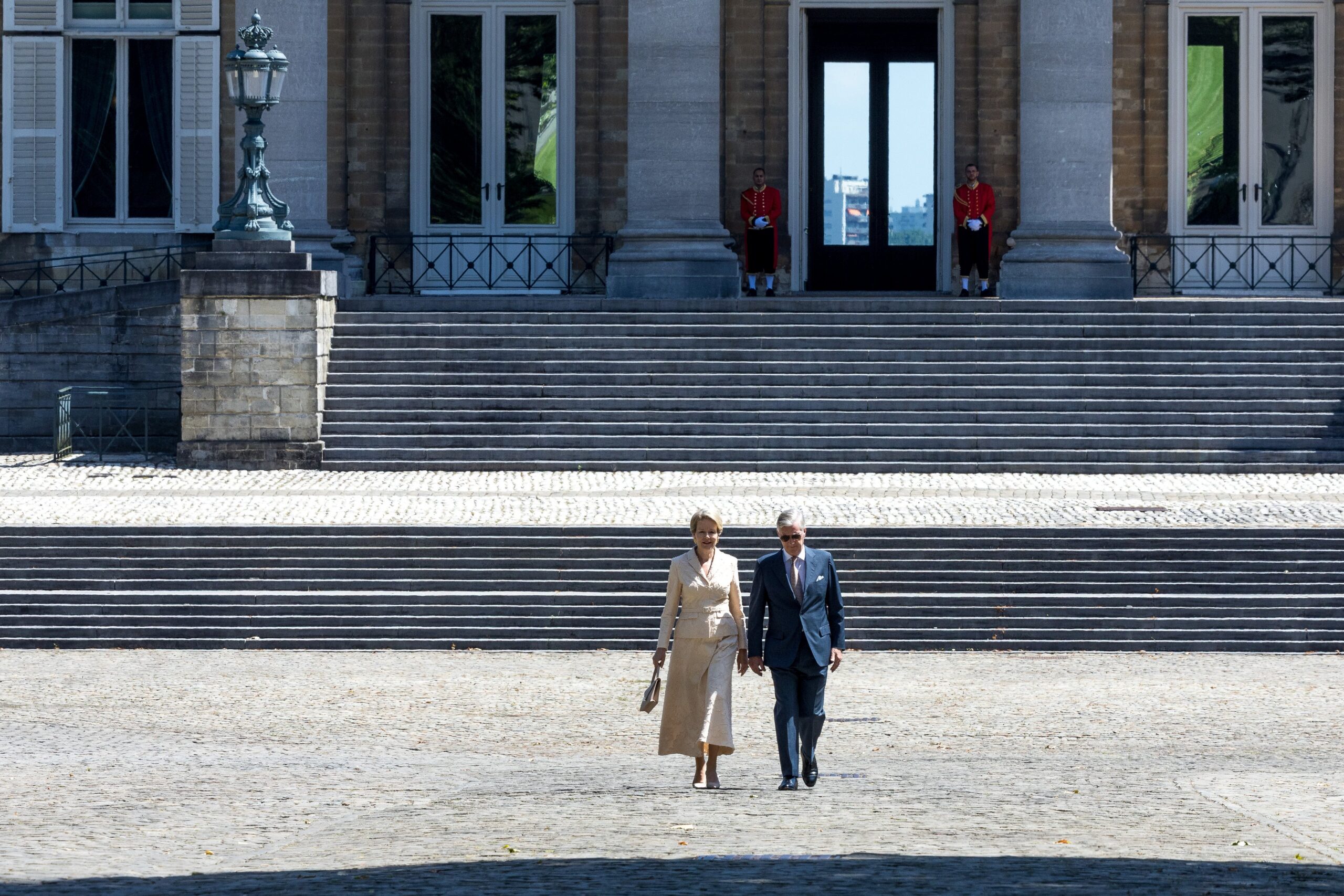 Belgium's King Philippe, right, and Belgium's Queen Mathilde at the Palace of Laeken, in Laeken, Belgium, Monday, June 22, 2026. Photo: Omar Havana/AP