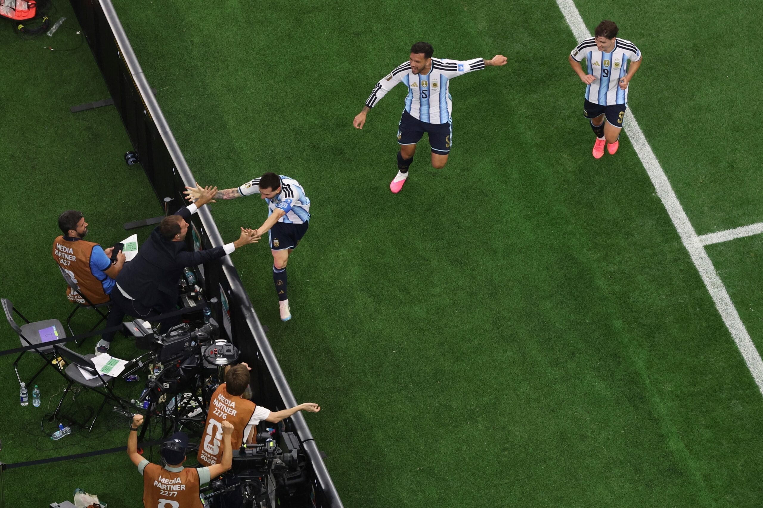 Argentina's Lionel Messi (10) celebrates after scoring his second goal of the game during the World Cup Group J soccer match between Argentina and Austria in Arlington, Texas, near Dallas, Monday, June 22, 2026. Photo: Sam Hodde/AP