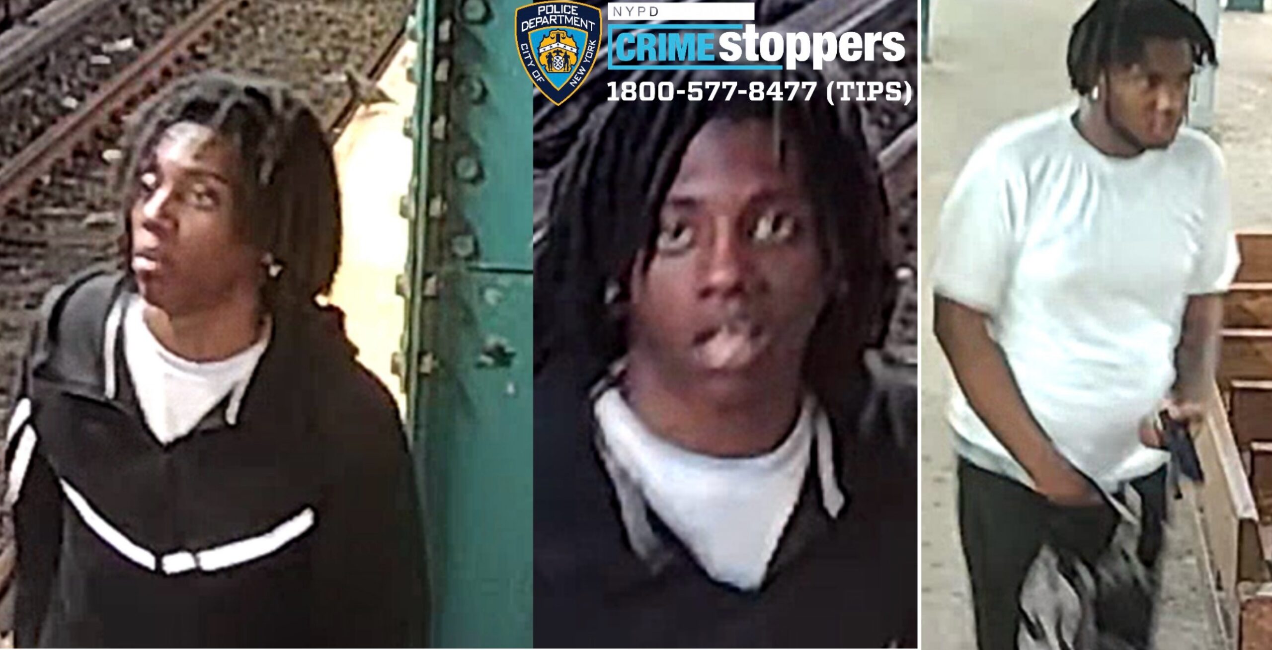 Police are searching for two suspects in a violent robbery at Newkirk Avenue station. Photos: NYPD