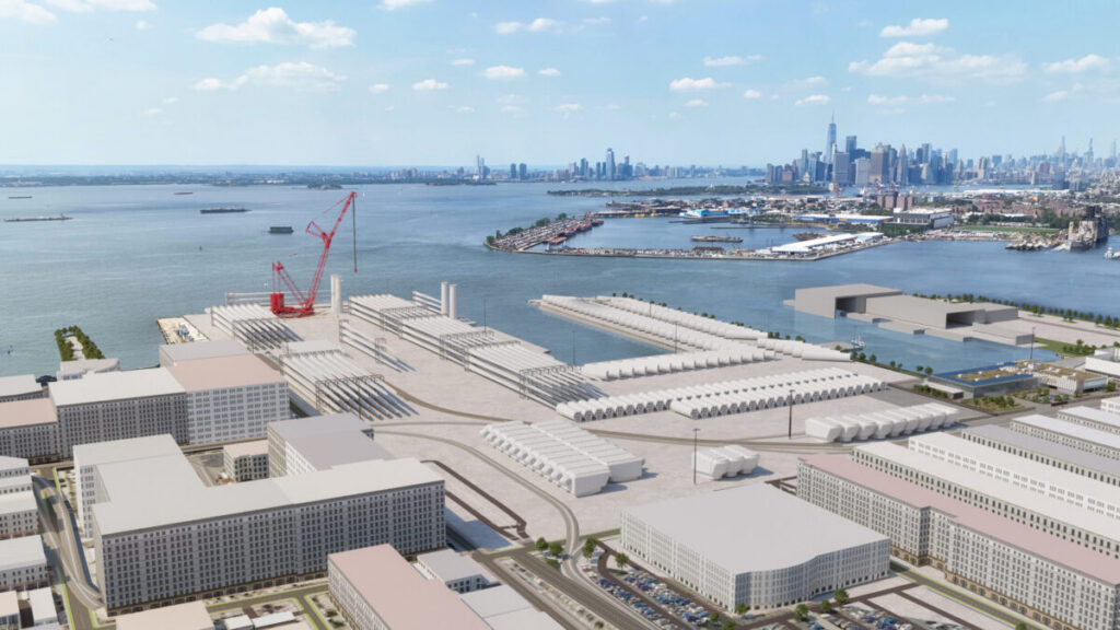 Rendering of the South Brooklyn Marine Terminal in Sunset Park. Rendering: Office of Rep. Dan Goldman