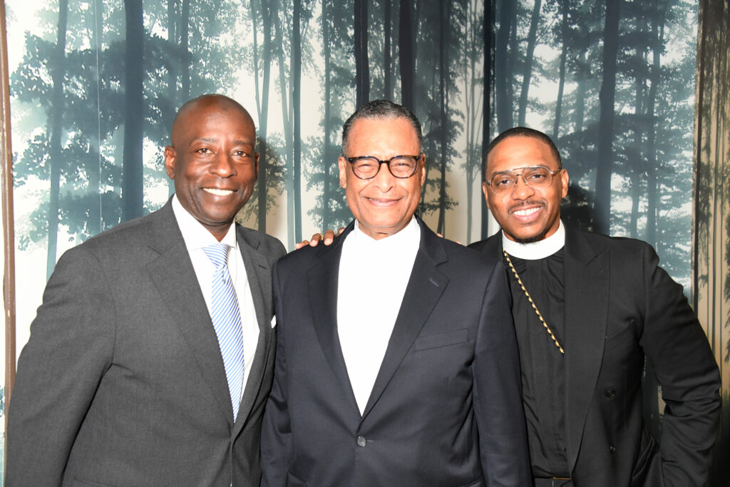 Lenny Singletary, Rev. Bernard and Senior Pastor Alex L. Williams of Institutional International Ministries. Photo: Rick Schwab