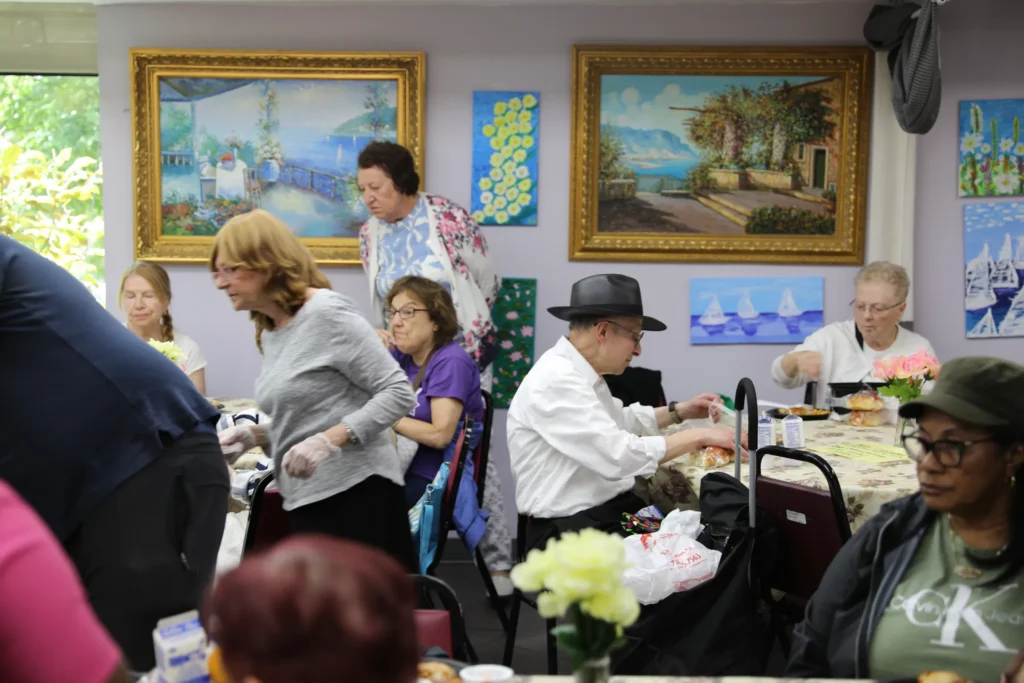 Brooklynites enjoy a meal at the Ocean Parkway Senior Center, June 5, 2026. Credit: Alex Krales/The City Reporter