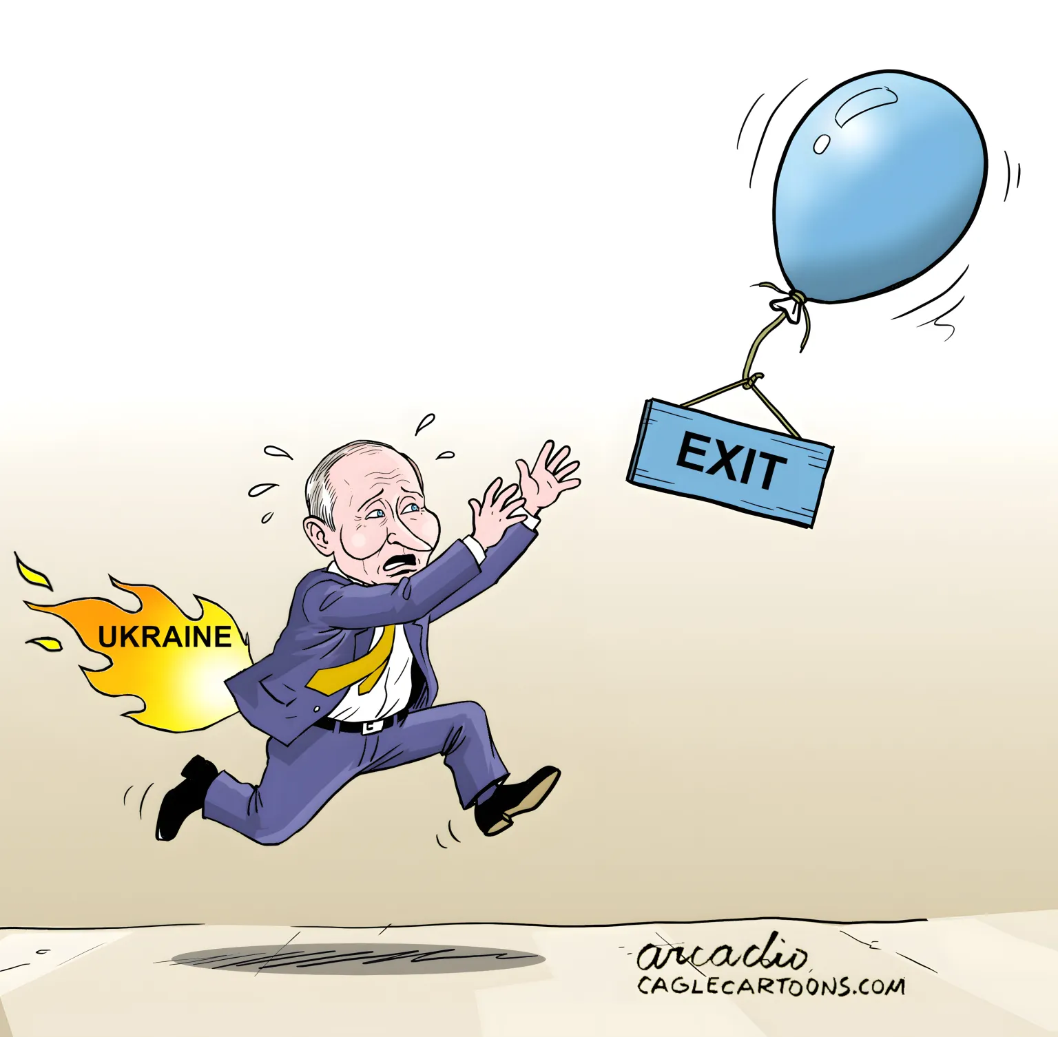 Putin Chasing Ukraine War Exit Balloon by Arcadio Esquivel