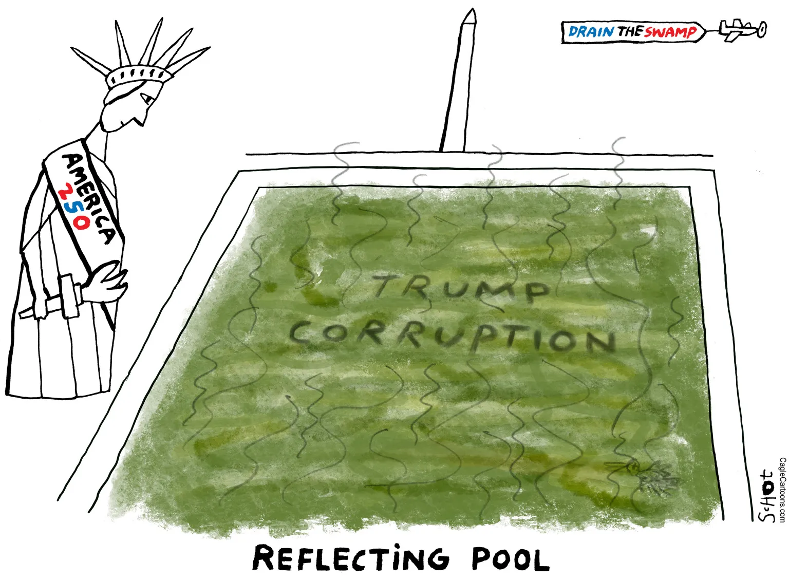Statue of Liberty Views Trump Corruption Pool by Schot