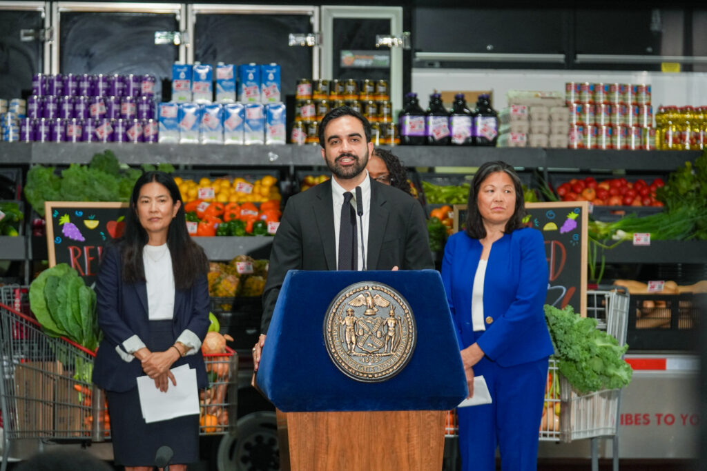 New York City Mayor Zohran Mamdani speaks at an announcement event of a city-wide, discounted grocery plan for city-run municipal grocery stores, in East New York, Monday, July 27, 2026. Photo: Ryan Murphy/AP