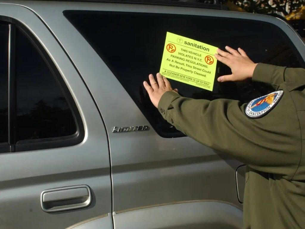 The dreaded lime-green parking stickers, issued pre-2012, were almost impossible to remove. Photo: DSNY